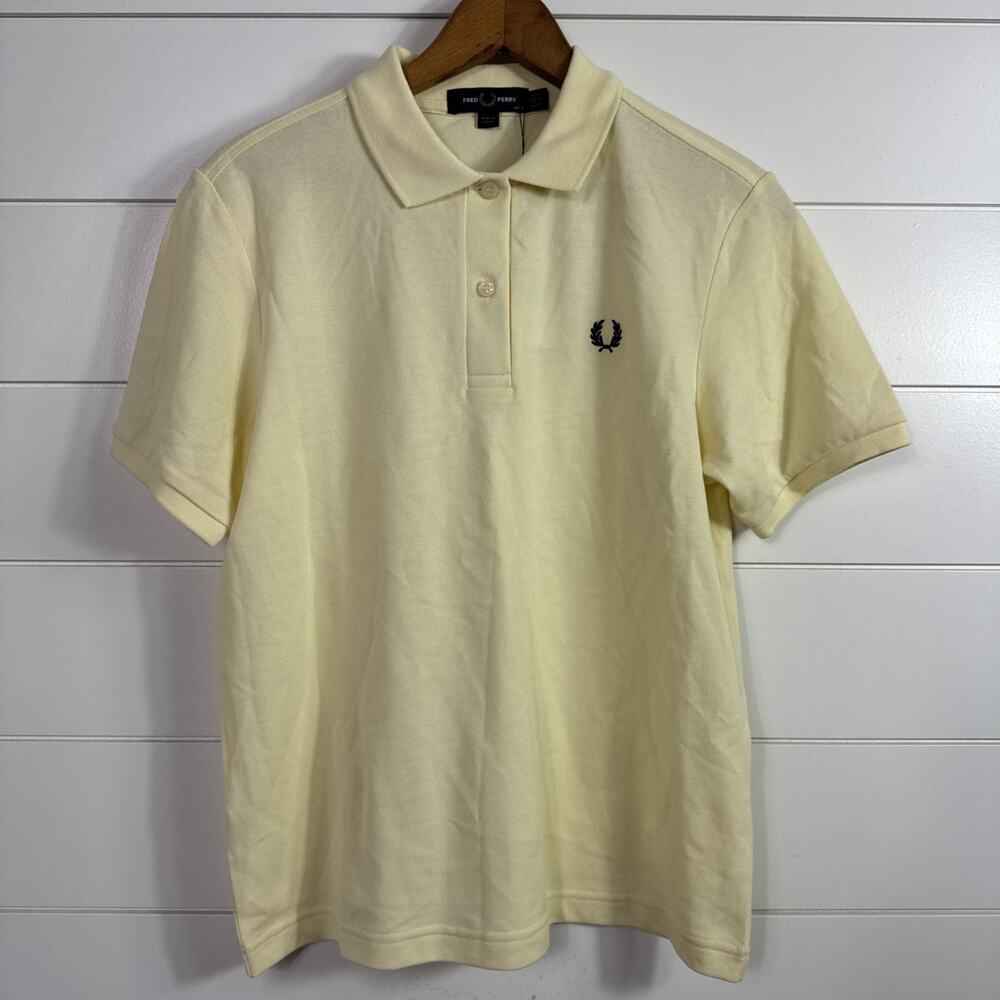 Fred Perry Classic Pique Polo Shirt Ice Cream Yellow sz 8